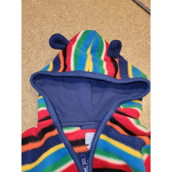 CHILDREN'S PLACE Bear Ears Hooded Striped Fleece Jacket size 6-9 months - Picture 2 of 4